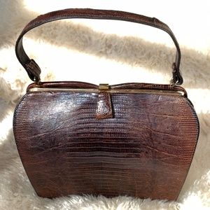 Vintage handbag brown lizard skin